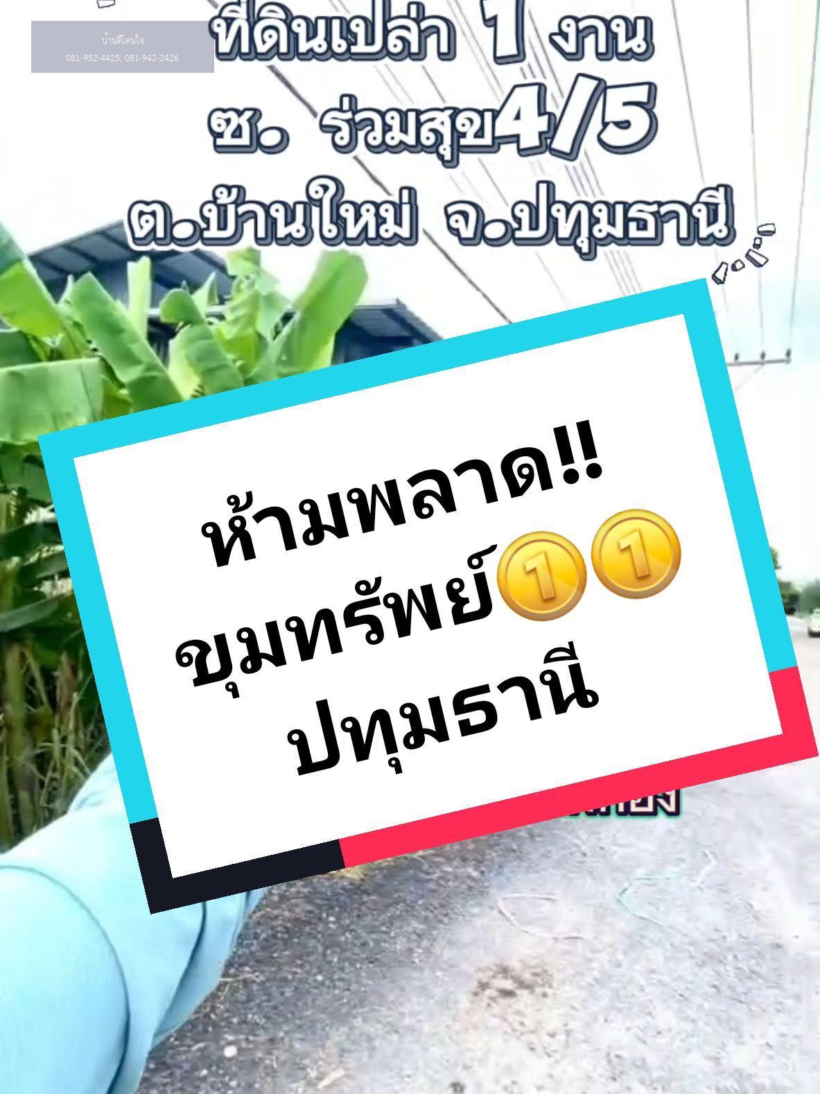 **ขายที่ดิน ถูกมาก (100 ตร.ว.) ซอยร่วมสุข 4/5 ถนนติวานนท์ บ้านใหม่ ปทุมธานี - video
