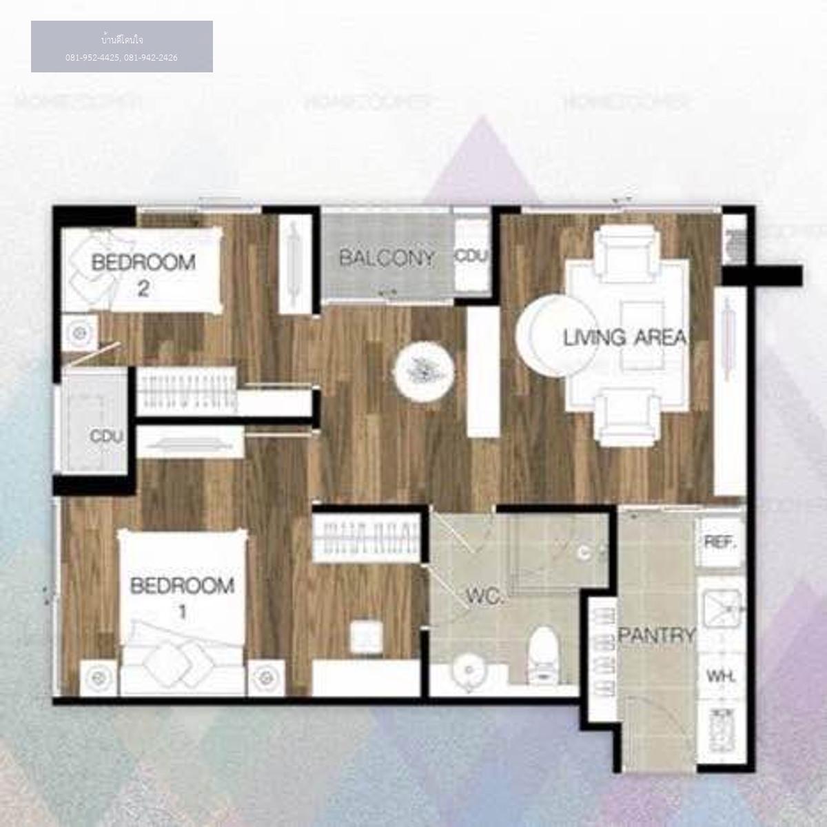 ให้เช่า ชาโตว์ อินทาวน์ รัชดา 20-2 (50 ตร.ม.) 2 นอน 1 น้ำ เฟอร์ครบ พร้อมเข้าอยู่